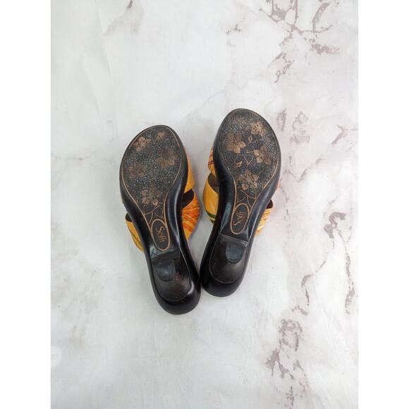 Sofft Heels Women 9.5 M Orange Leather Kitten Criss Cross Open Toe Shoe Tropical - Picture 10 of 11